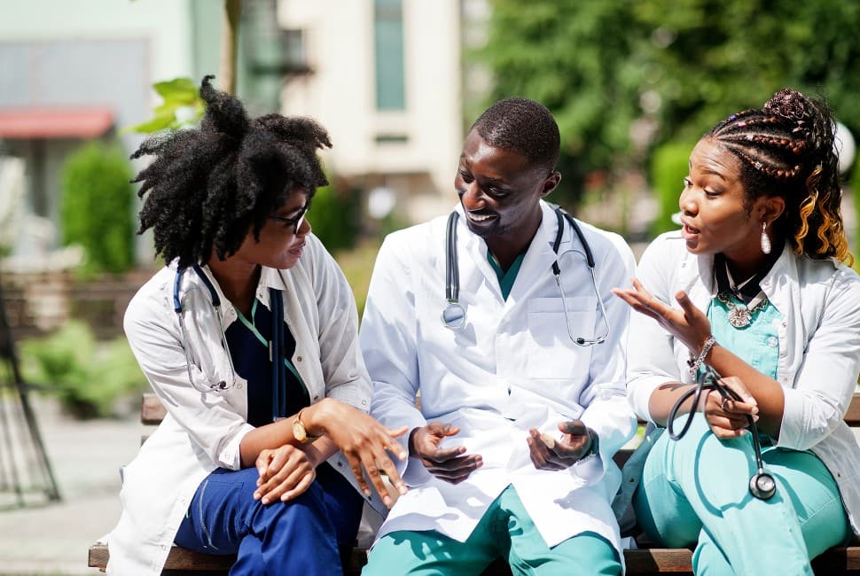 Paramedical team in discussion